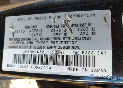 2014 Mazda Mazda3 S Grand Touring z USA, uszkodzony, nr VIN JM1BM1W32E1155641